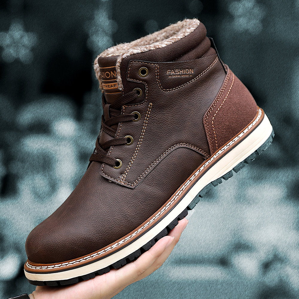 Fashion Men Winter Snow Boots Warm Boots Snow Work Shoes Outdoor Snow Boots - Brown EU 41